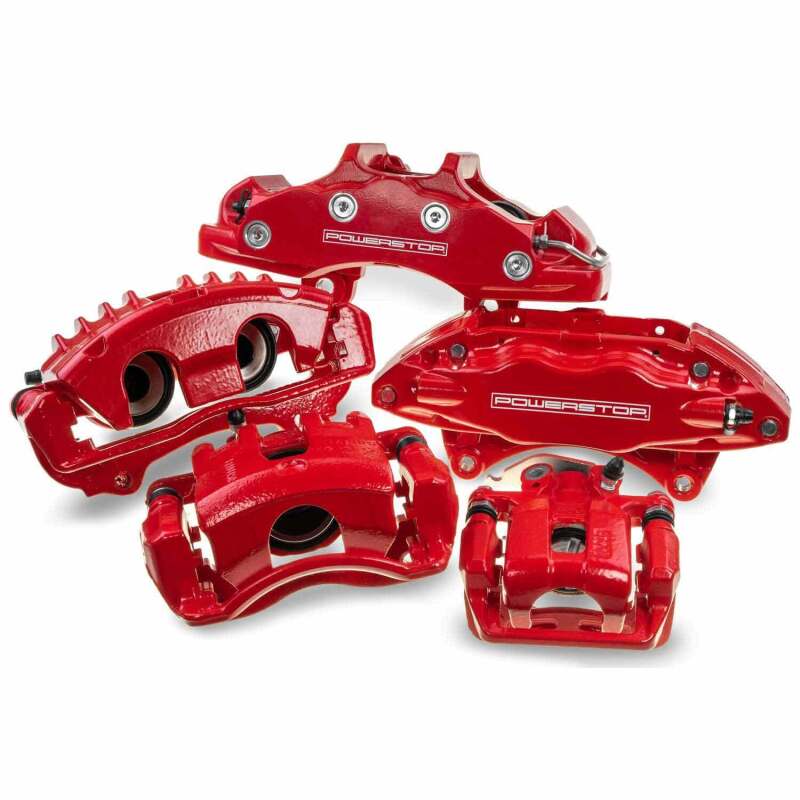 Power Stop 13-22 Ford F-250/F-350 Super Duty Rear Red Caliper Pair w/ Bracket