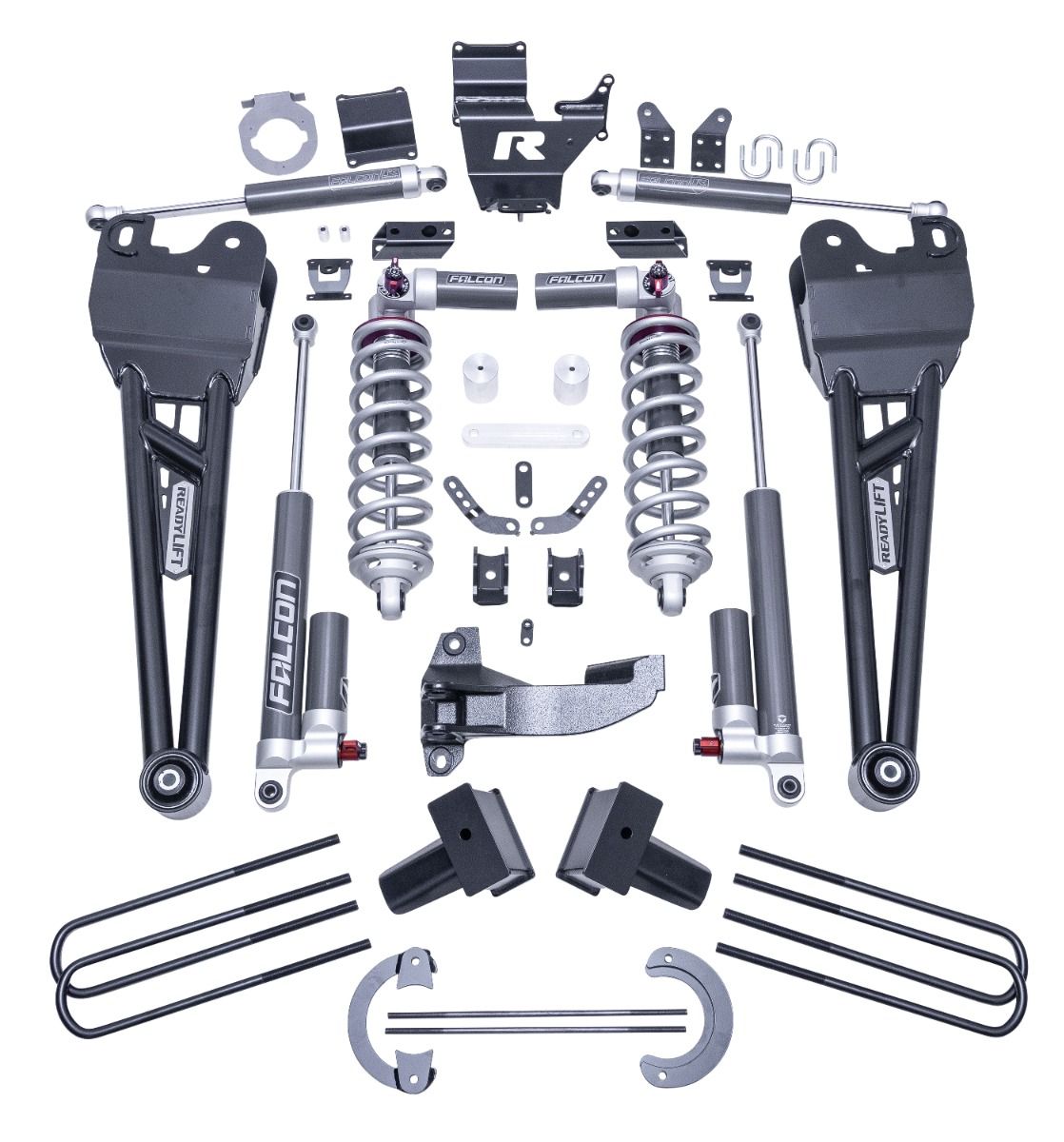 4" COILOVER SUSPENSION SYSTEM WITH FALCON MAX3.3 SHOCKS AND RADIUS ARMS - 2023-2026 FORD SUPER DUTY F250/F350 4WD