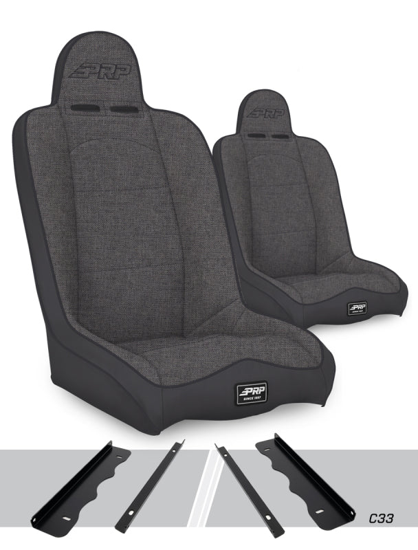 PRP 95-01 Jeep Cherokee XJ Daily Driver High Back Suspension Seats Kit (Pair) - Gray